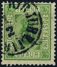 nr.: 3407 Tjenestemerke. 20 aur 1876-95. Stemplet. Island Best.nr.: 7488 10 øre overtrykk Pjonusta, 1936.