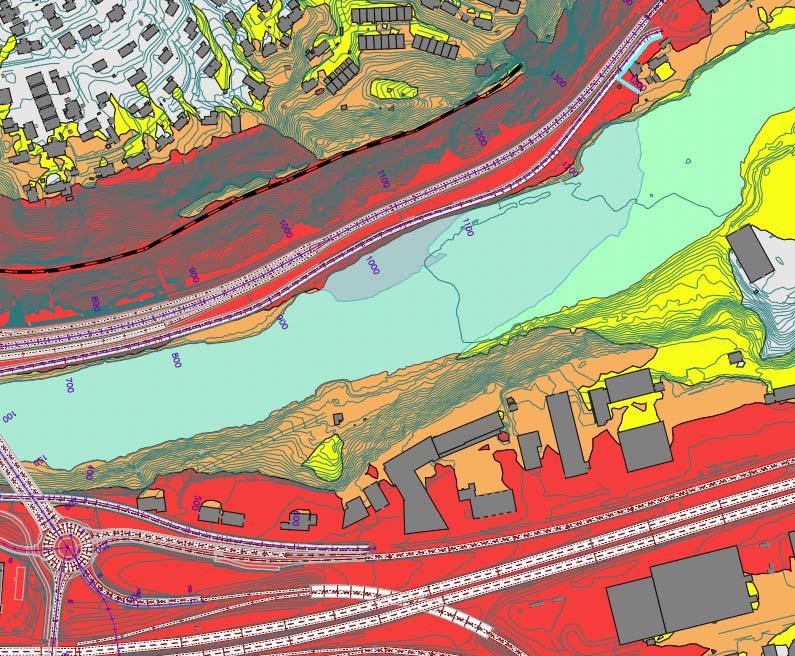 5 4 Beregningsforutsetninger og resultater Det nye anlegget med ny bru og Byåstunnel er lagt til grunn. Det er sett på to situasjoner 1.