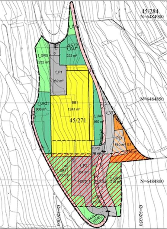 5. Presentasjon av forslag til reguleringsplan Formålet med planarbeidet er å legge til rette for boliger i eksisterende bygningsmasse på eiendom 45/271.