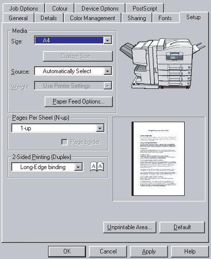 Oppsett (Windows 98) i driveren.