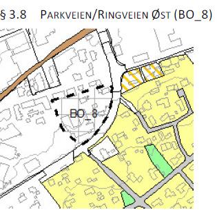 Sak 120/17 Tilstøtende bebyggelse på andre siden av Ringveien ligger innenfor område BO_6 Sentrum Øst. Bebyggelsen her, på begge sider av jernbanelinja, dvs.