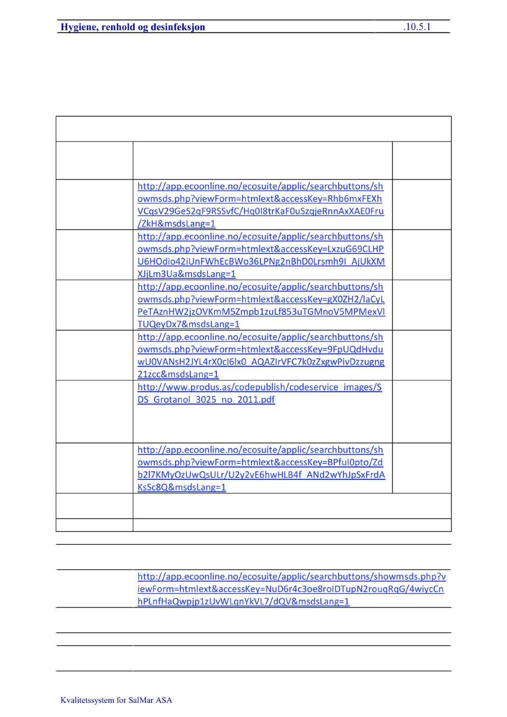 Hygiene, renhold og desinfeksjon Dok.id.:.10.5.1 Side : 4 av 14 Addi Aqua NORMEX Desinfecta Redoxzon http://app.ecoonline.no/ecosuite/applic/searchbuttons/ sh 1 owmsds.php?