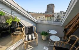 GRÜNERLØKKA Strøken 3-roms loftsleilighet med privat takterrasse 51 kvm i gulvareal!