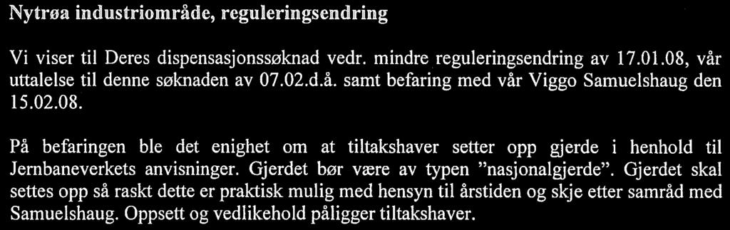 mindre vesentlig reguleringsendring i form av et privat