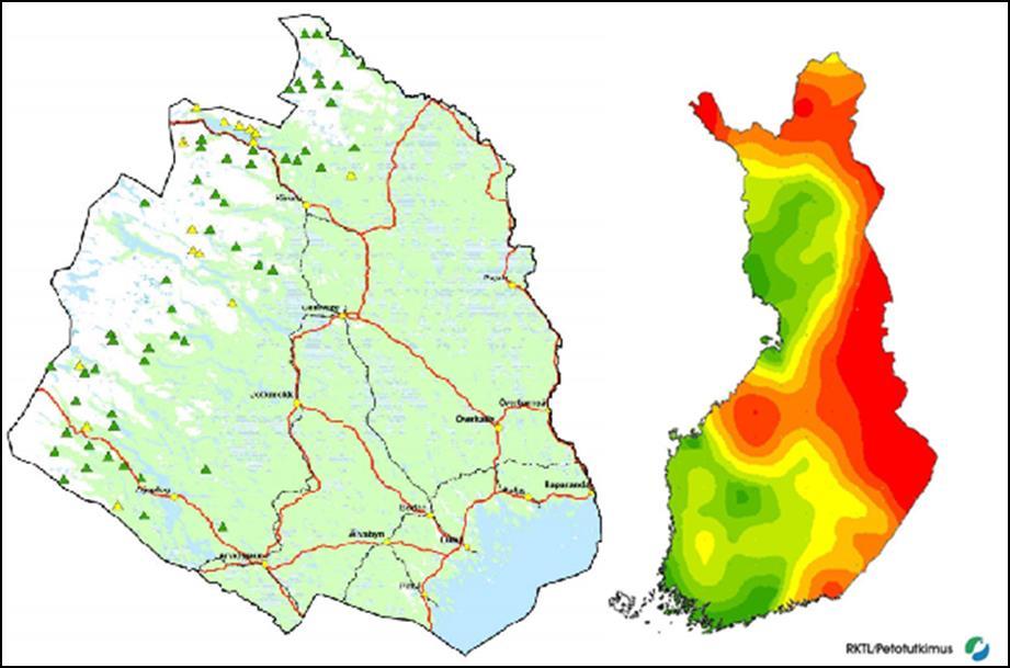 trekanter angir 16 sannsynlige ynglinger. Kilde: Rovdjursinventeringen 2011-2012 i Norrbottens län, Länsstyrelsens rapportserie 14/2012.