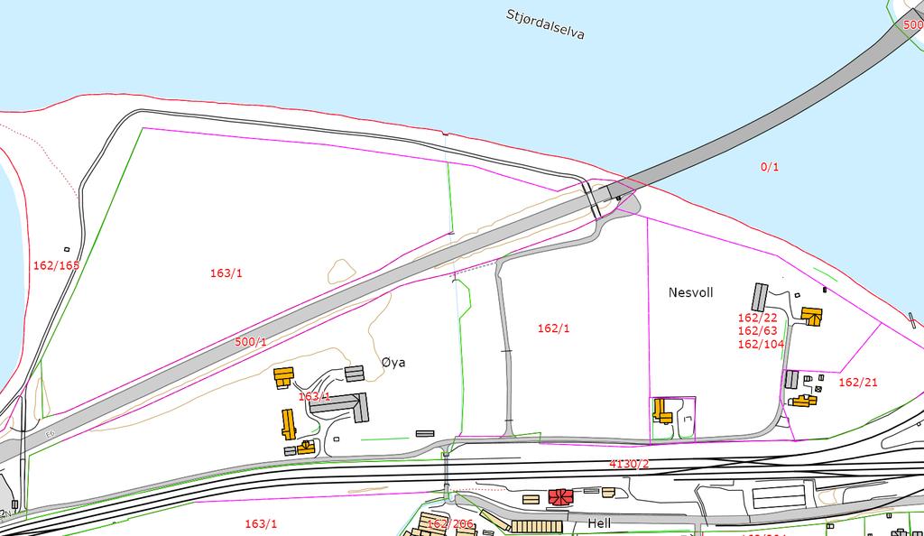 F_SKV5 er felles for gnr/bnr 162/1, 163/1 og 162/165. En slik endring vil bety at 162/3 ikke får regulert vegrett i området. 162/21, 162/22, 162/63, 162/104 og 162/1 får redusert regulert vegrett.