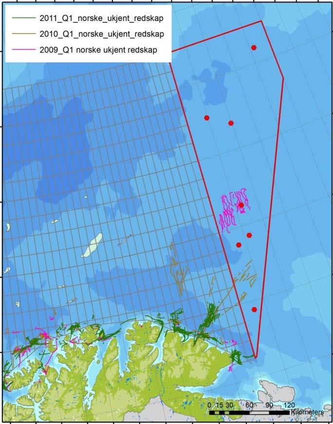 Figur 9 Kvartalsvis fordeling av norsk fiske med uspesifisert redskap