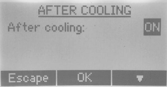 Etterkjøling Med funksjonen After cooling (etterkjøling) fortsetter viften å gå en stund etter at varmerne er slått av.