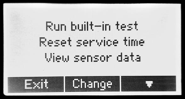 Run built-in test (kjør innebygd test): En innebygd selvtest som er tilgjengelig for serviceteknikere.