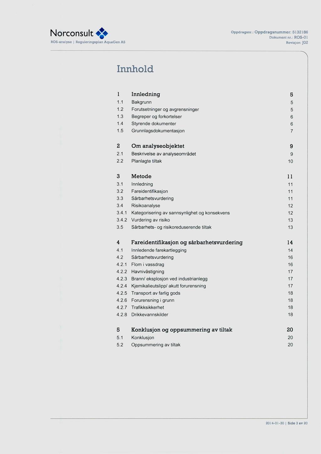 Norconsult ROS OppaTag-srr, Oppdragsnurn me,,t 32 I 8 Dok-u.m.en R0S-0 Innhold 1 Innledning 5 1.1 Bakgrunn 5 1.2 Forutsetninger og avgrensninger 5 1.3 Begreper og forkortelser 6 1.