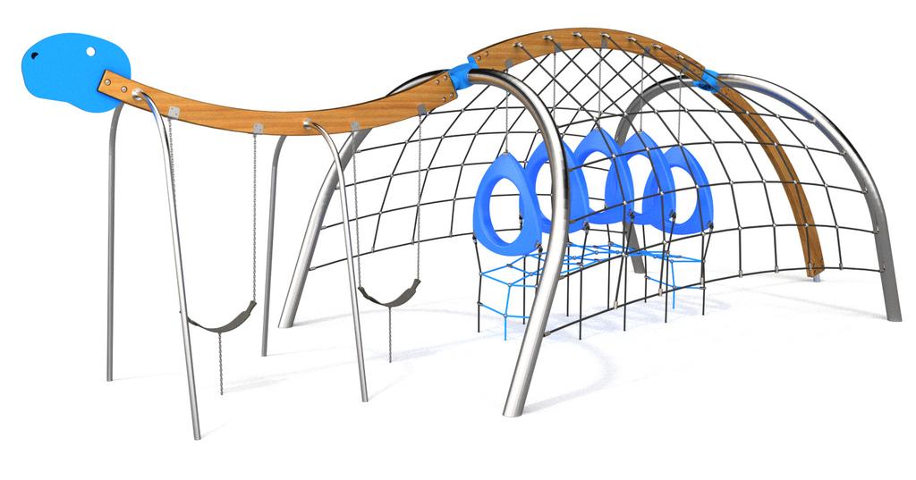 Art. B8504 Spennende klatreapparat formet som en Svaneøgle med klatreramper, balansegang, nett og sittebenker. 1,31 meter. 846 x 317 cm 1146 x 617 cm ca. 60 m 2 8 timer. Art.