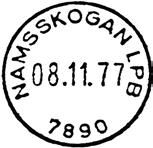 ? NAMSSKOGAN LP B Innsendt?? Registrert brukt fra 10.05.91 TK til 01.07.92 TK Stempel nr.