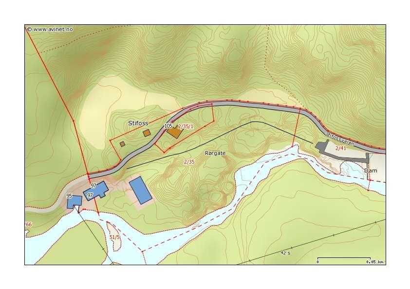 Vedlegg 1: Regionalt kart med kjørerute til tiltaksområdet ved Stifoss.