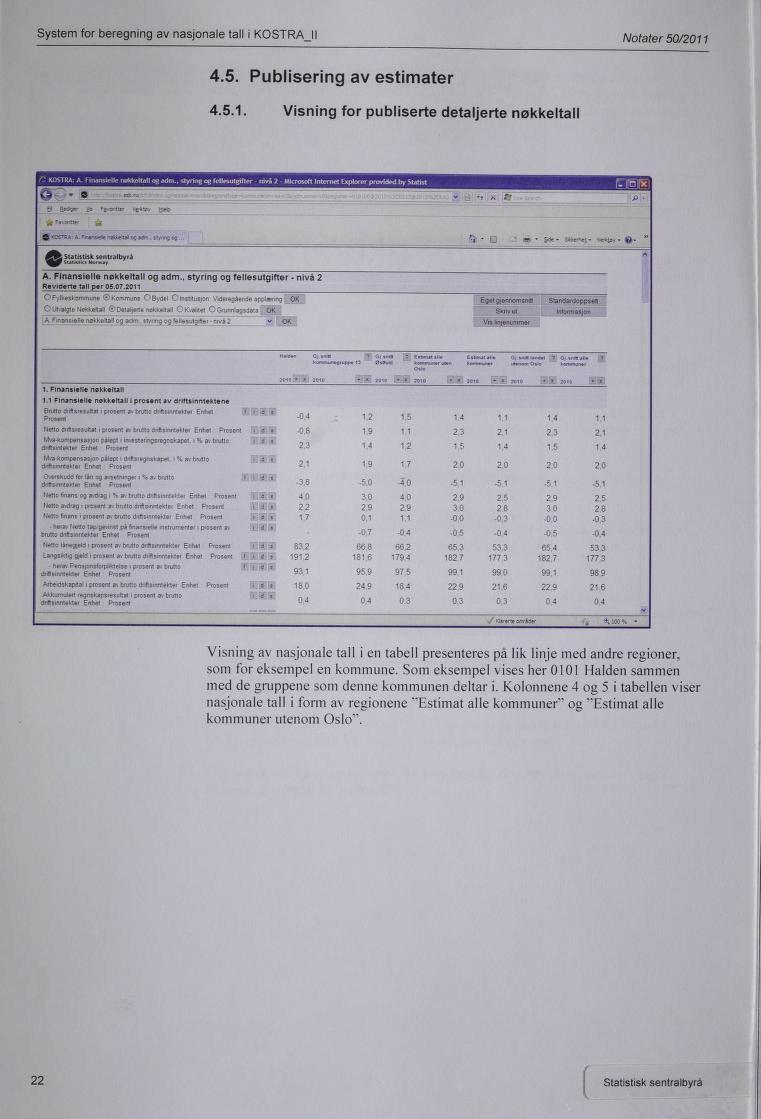 System for beregning av nasjonale tall i KOSTRAJI Notater 50/2011