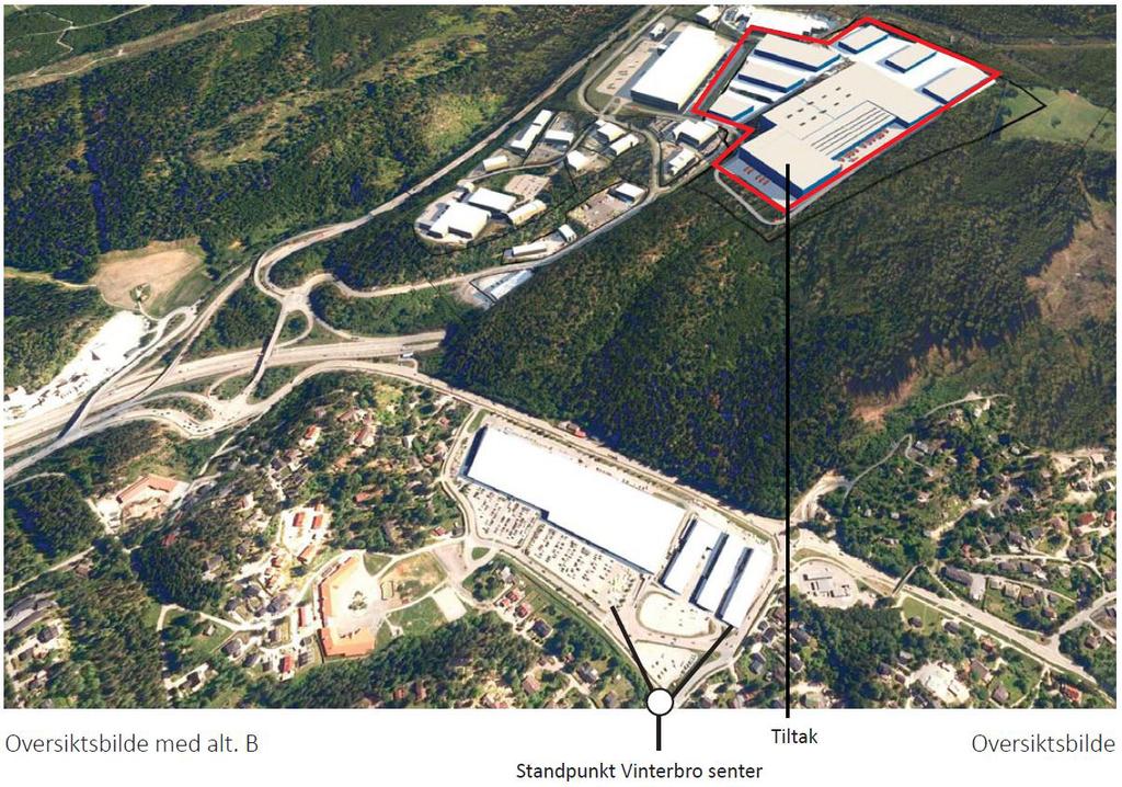 Bildet viser Plan arkitekter sin illustrasjon over hvordan tiltakene i det tildligere planforslaget i alt.