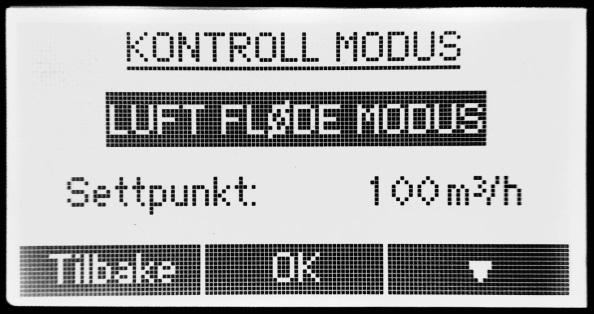 Kontrollmodus Maskinen kan kjøre i tre forskjellige kontrollmoduser, Klart, Fløde og Relasjon. I Klart-modus velger brukeren et fast hastighetsnivå for turbinen.