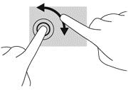 Plasser to fingrer adskilt på styreputeområdet. Flytt begge fingrene i en buet bevegelse, mens du beholder avstanden.