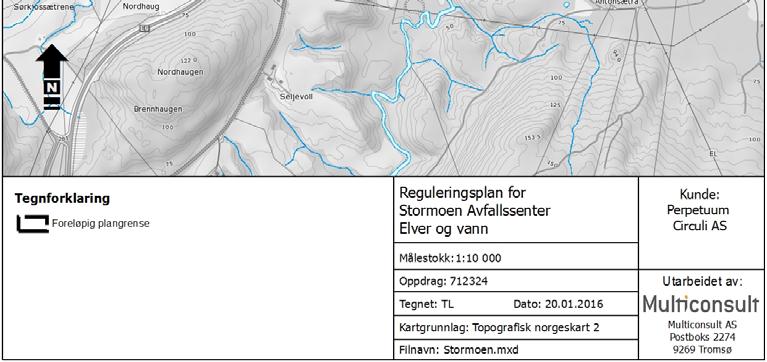 Planområdet avgrenses i vest delvis av den mindre