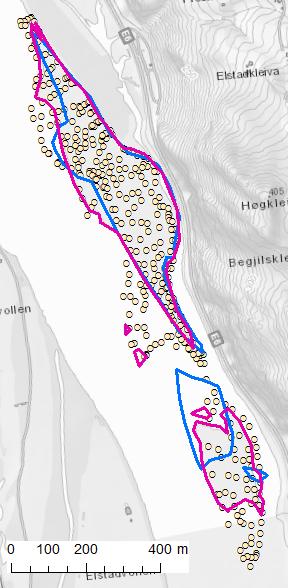 Fig. 4.26. Måling av pålagring på sandbanke ved Elstad i Ringebu i perioden april til oktober 2015.