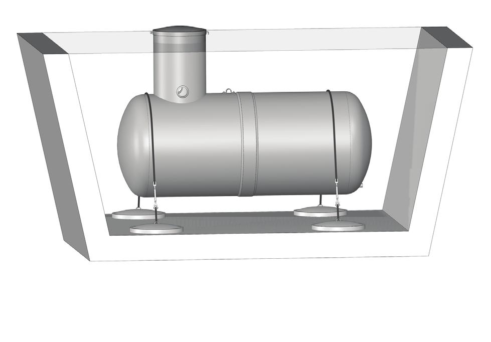 Figur 15: Forankring av stående tanker med betongdragere Figur 16: Forankring av tanker med flens/skjørt