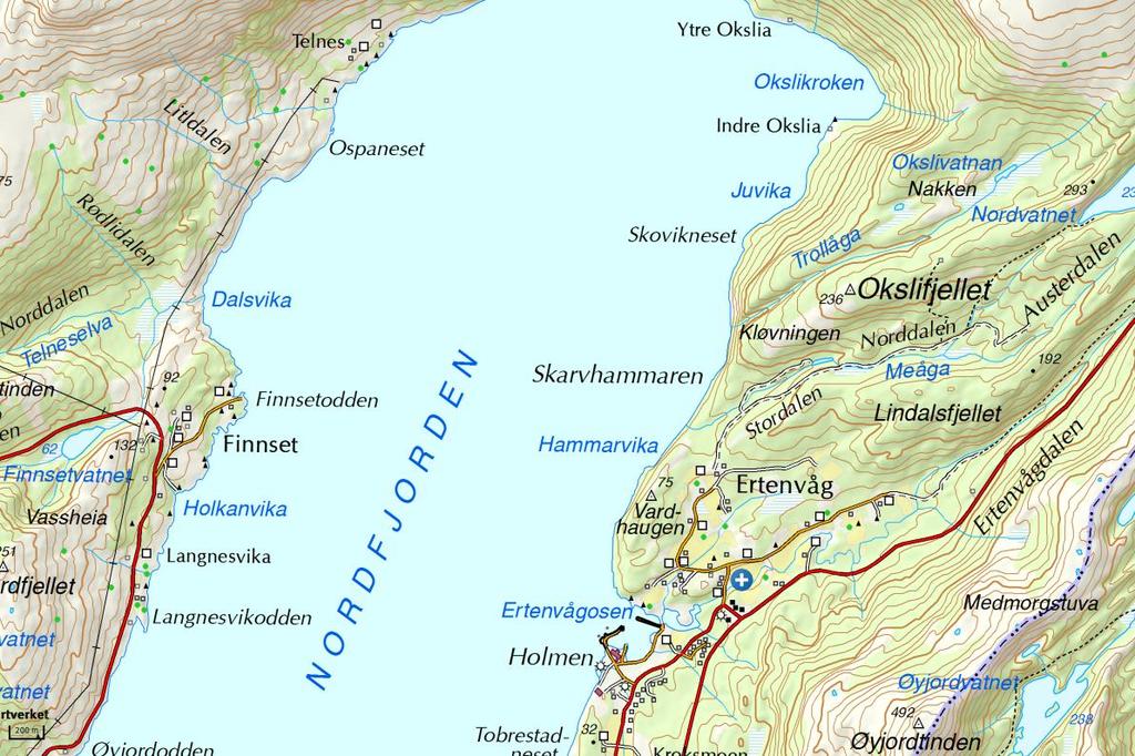 Vedlegg nr. 1. Utsnitt fra elektronisk kart.