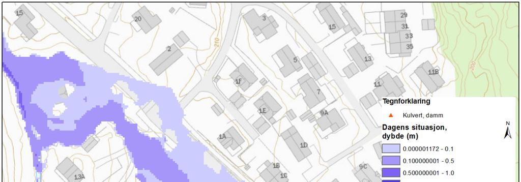 Mellom kulvert 5 og 6 renner den største andelen av vannet ut av