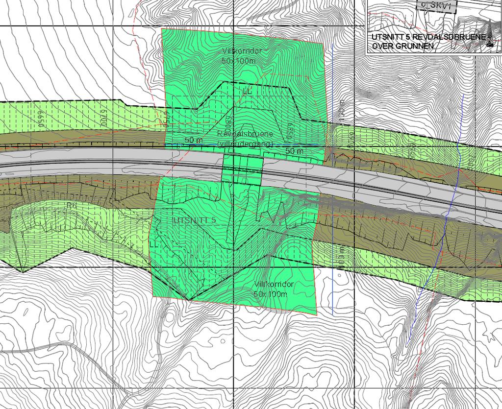 4 Revidert plankart for Revdalen viltundergang Planprosjektet E6 Ranheim Værnes har utarbeidet utkast til endret reguleringsplan for viltundergangen i Revdalen.