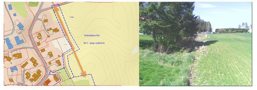 Bokstav Veinavn Området Type A Vestgårdveien enden Ligger nord for planområdet, atkomst skal gå på dyrket landbruksmark, langs grense av eksisterende boligbebyggelse (+) Atkomstvei Tema Beskrivelse