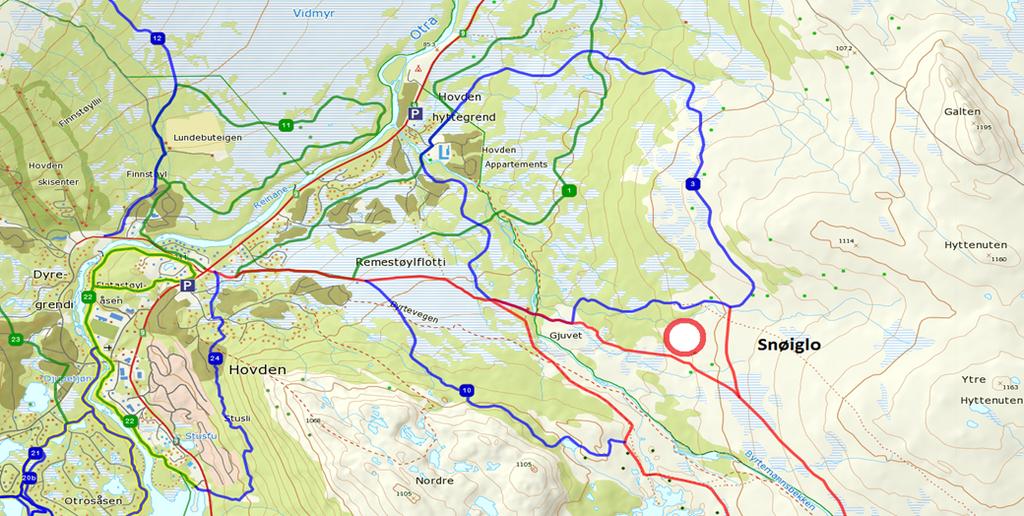 Søknaden gjelder bygging av inntil tre snøigloar, samt oppsetting av ei gamme/telt og eit transportabelt toalett. Anlegget vil dermed ha eit samla areal på noko over 100 m2.