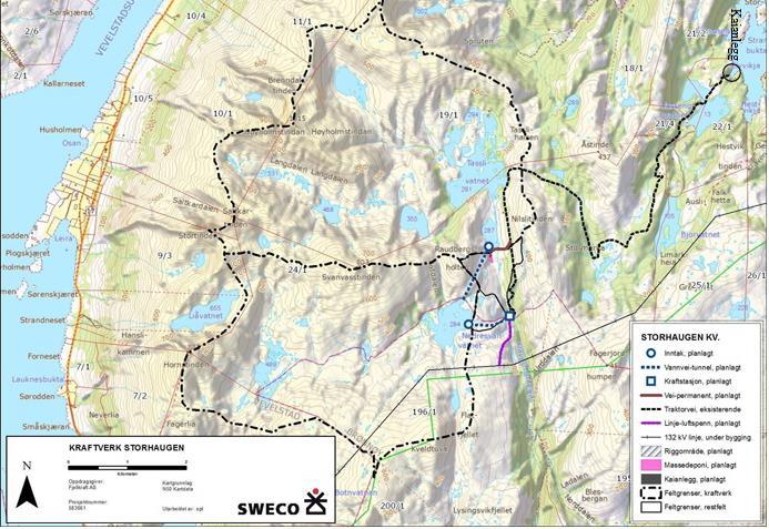 effekt på 8,4 MW og gi en årlig produksjon på 20,73 GWh. Utbyggingen vil føre til redusert vannføring på en 800 m lang strekning i Svanvasselva og 1250 m lang strekning i Storhaugelva.