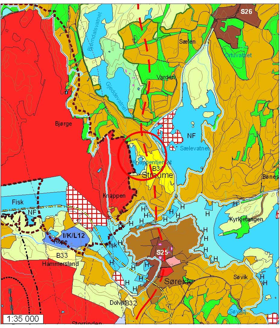 Endring nr. 21 Øvre Birkeland B31 Boligområde B31 utvides, fra LNF til Boligområde.