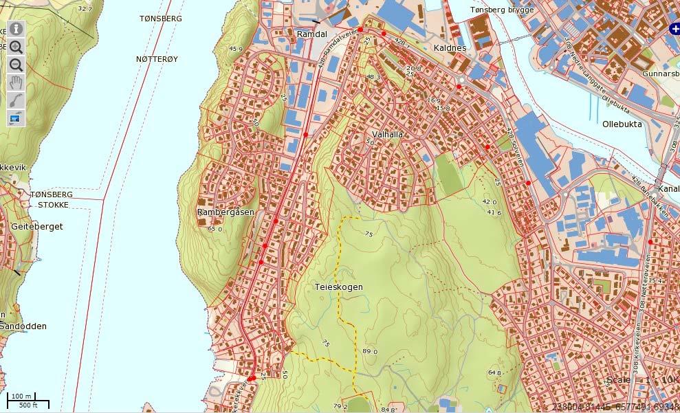 NØTTERØY Opplysninger gitt i møte med viltansvarlig i kommunen, tilsier gode rådyrhabitat og meget høy tetthet av dyr i Teieskogen og også på Rambergåsen.