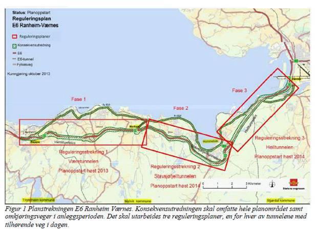 Tiltaket fordrer Konsekvensutredning etter Plan- og bygningslovens 4-2. Planprogrammet omfatter tre kommuner og to fylkeskommuner.
