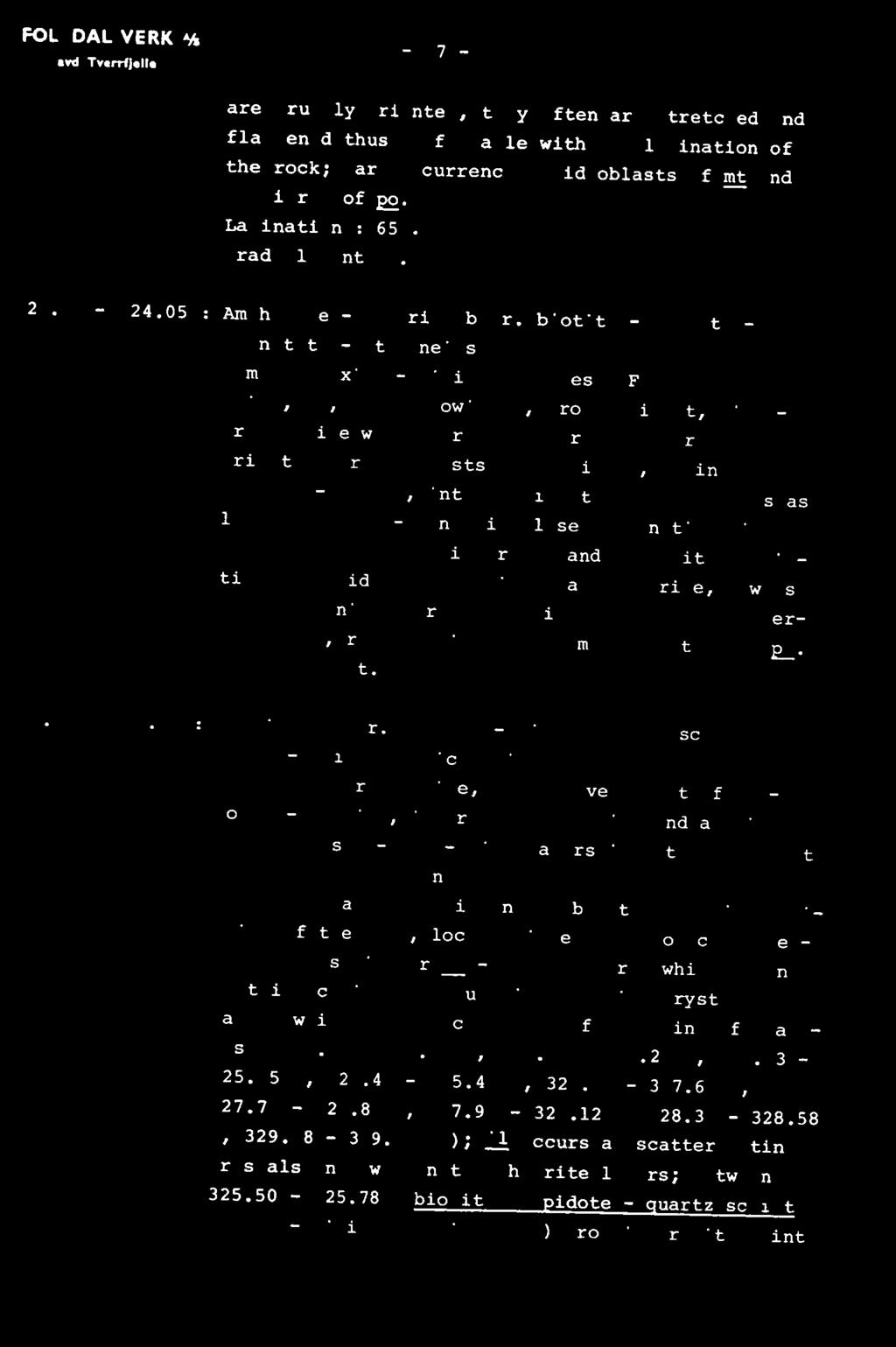 Gradual contact. 323.80-324.05 : Am hibole - chlorite bear.