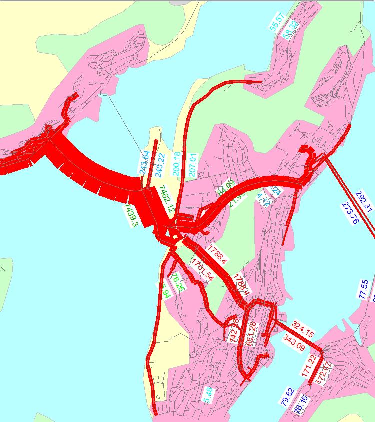 Figur 14 Viser hvor trafikken som benytter den nye brua