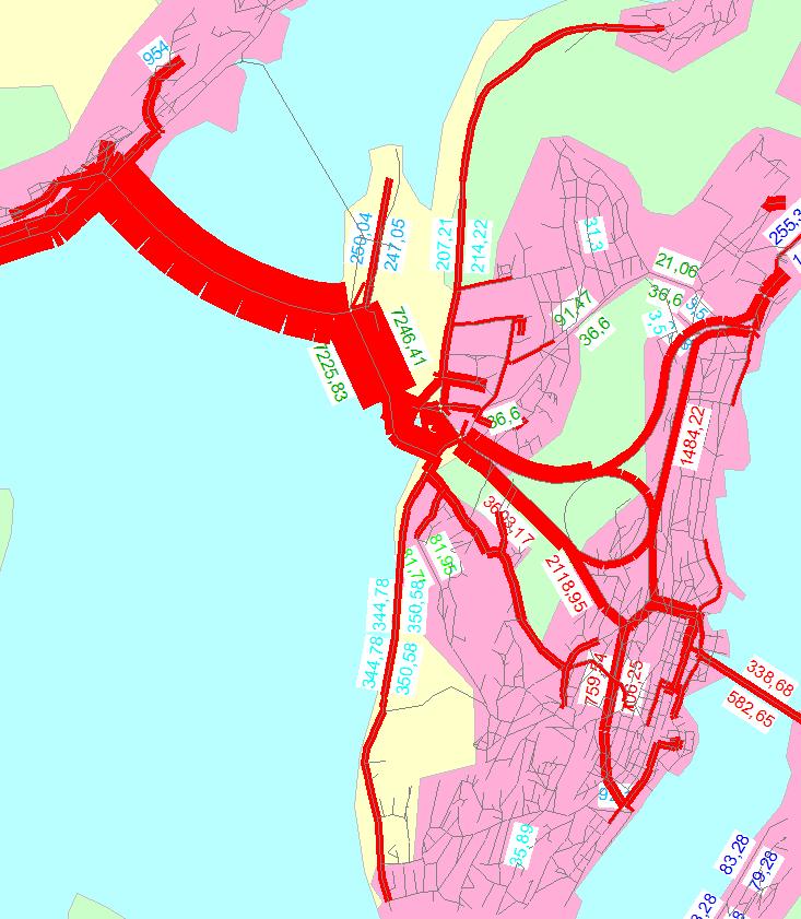 Figur 31 Viser hvor trafikken som benytter den nye brua