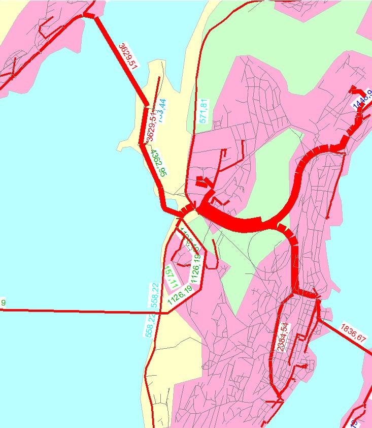 Valgt veglenke 7100 Figur 34 Viser hvor trafikken på