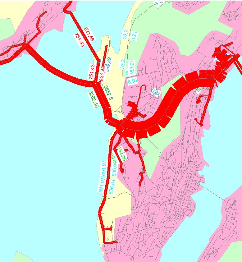 Figur 45 Viser hvor trafikken som benytter den nye tunnelen