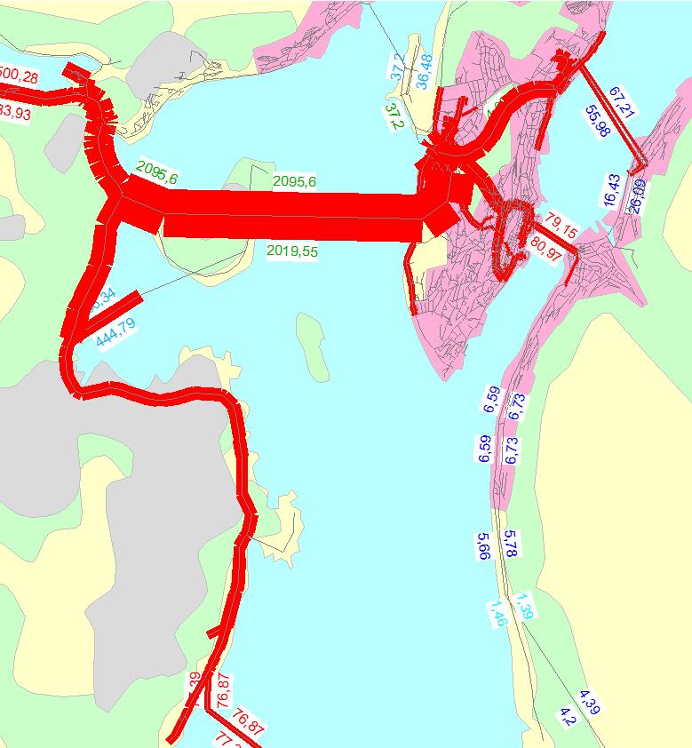 Figur 50 Viser hvor trafikken som benytter den nye tunnelen