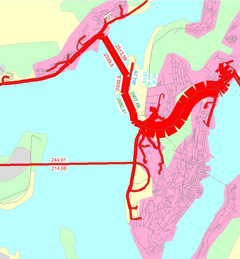 Figur 53 Viser hvor trafikken som benytter den nye tunnelen