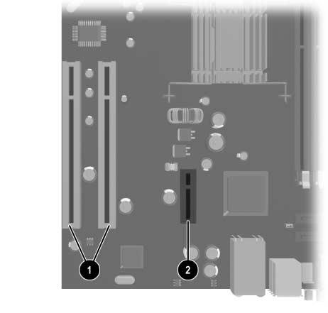 Maskinvareoppgraderinger Installere et utvidelseskort Datamaskinen har to standard PCI-utvidelsesspor som kan ta imot et utvidelseskort med en lengde på opptil 17,46 cm (6,875 tommer).