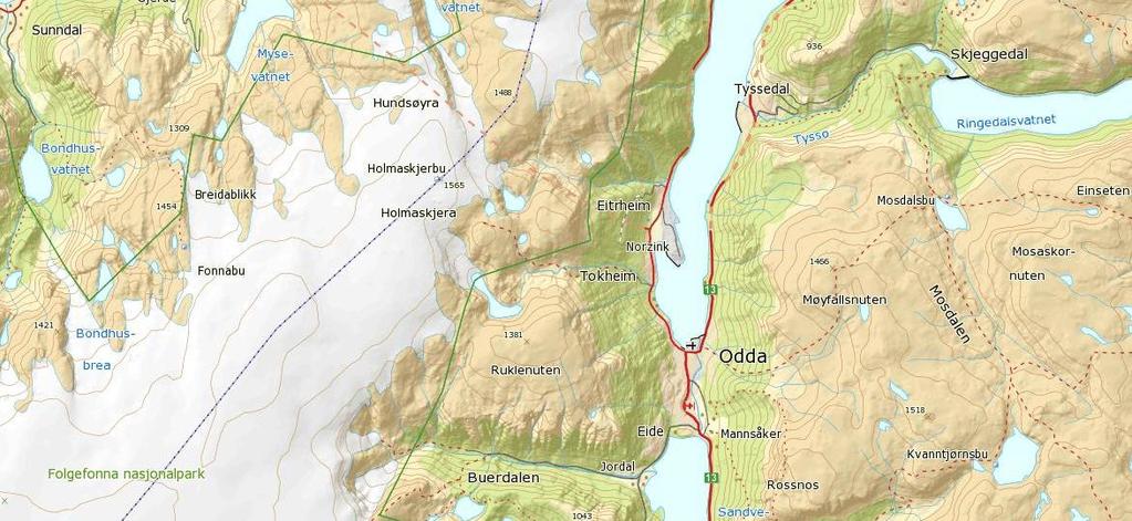 OMRÅDEBESKRIVELSE GENERELT Tokheimselva har sin opprinnelse i det regulerte Blåvatnet (1031-1059 moh.