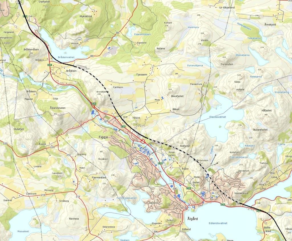 E39 Ålgård-Hove Tilleggsutredning delområde B - Håland Osli 100 % 7 % Bråstein 24 % 69 % 18 % 6 % Figgjo Håland 25 % 10 % 34 % Ålgård 4 % 21 % Skurve Figur 2.8. Oversikt over hvordan trafikk ved ny E39 nord for kryss ved Bråstein, fordeler seg på reisemål sørover.