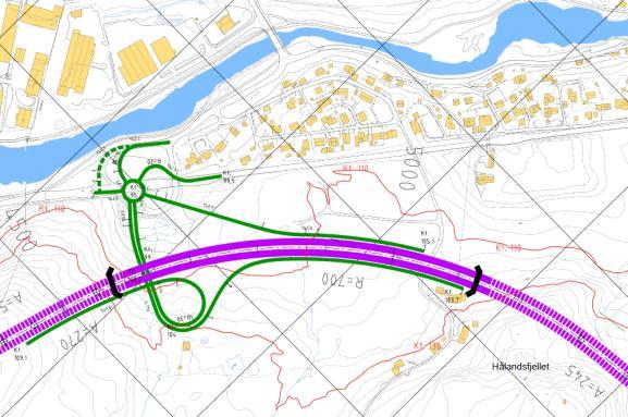 Det er vurdert ulike kryssløsninger for å betjene trafikk som tar av og går på E39 ved Håland.