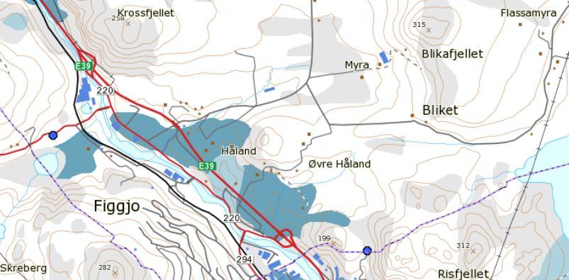 E39 Ålgård-Hove Tilleggsutredning delområde B - Håland forutsetter store skjæringer og skråninger i løsmasser, men det forventes også her at det i reguleringsplanarbeidet inkluderes forskriftsmessige