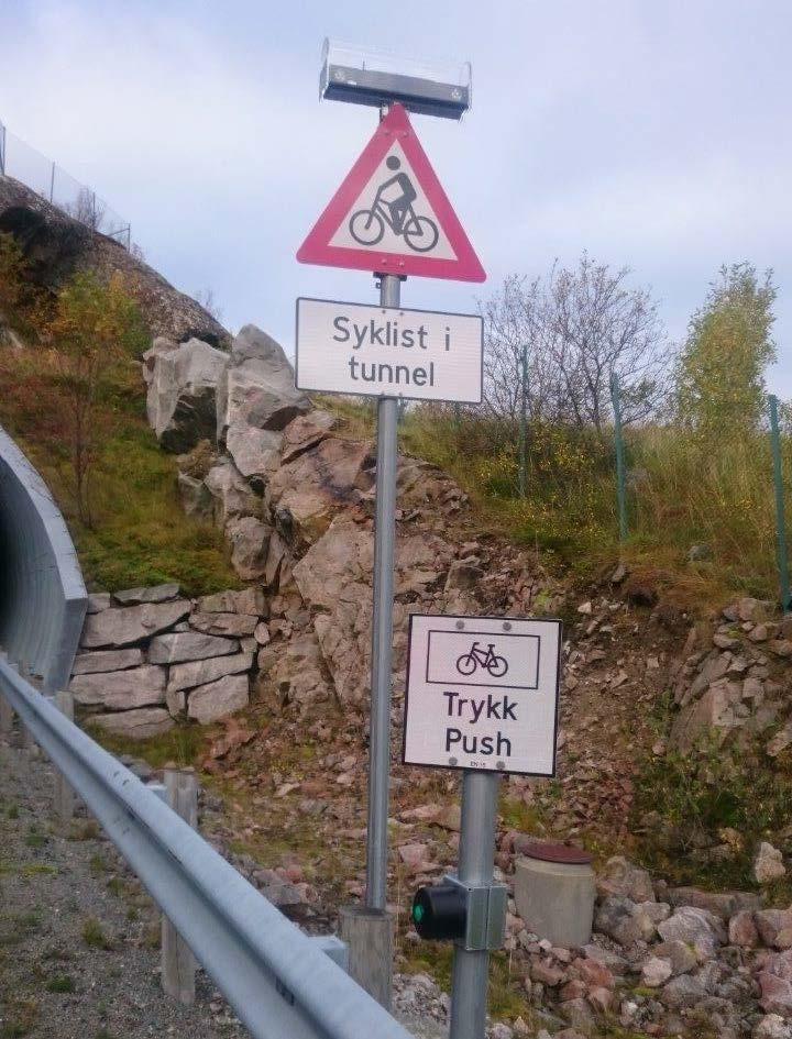 Planlegging Varsling av syklist i tunnel 9 tunneler i Troms har trykknapp Oterviktunnelen på Kvaløya har fått automatisk detektering Kvænflogtunnelen på E6 mellom Fauske