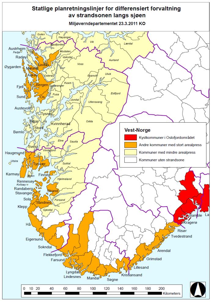 Andre områder der presset på arealene er stort Alle kystkommunene i Aust-Agder og