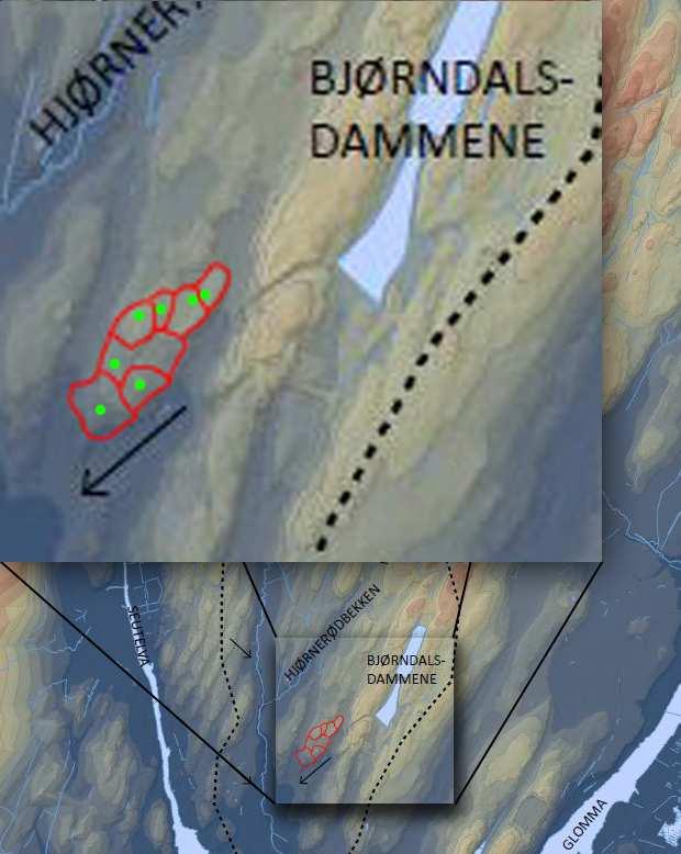 Inndelingen i delfelt er ikke gjort med hensyn på topografi, og det er mange steder hvor topografien viser at tilrenningen burde tatt en annen vei enn hva som er vist i modellen.