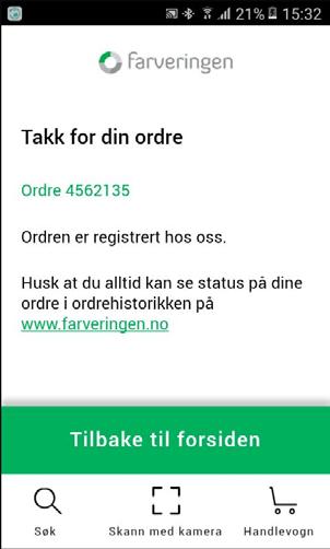 Når ordren er behandlet hos Farveringen vil du få en ordrebekreftelse på ditt firmas