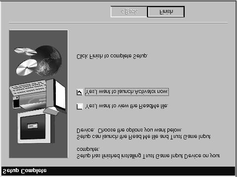 Figur 2: Installere Predator Digital 3D 7. Klikk på "Fullført". Nå er Predator Digital 3D ferdig installert. 3.2 Windows 3.1x og DOS Joysticken krever ingen drivere for Windows 3.1x og DOS. Den kan brukes i to forskjellige modi.